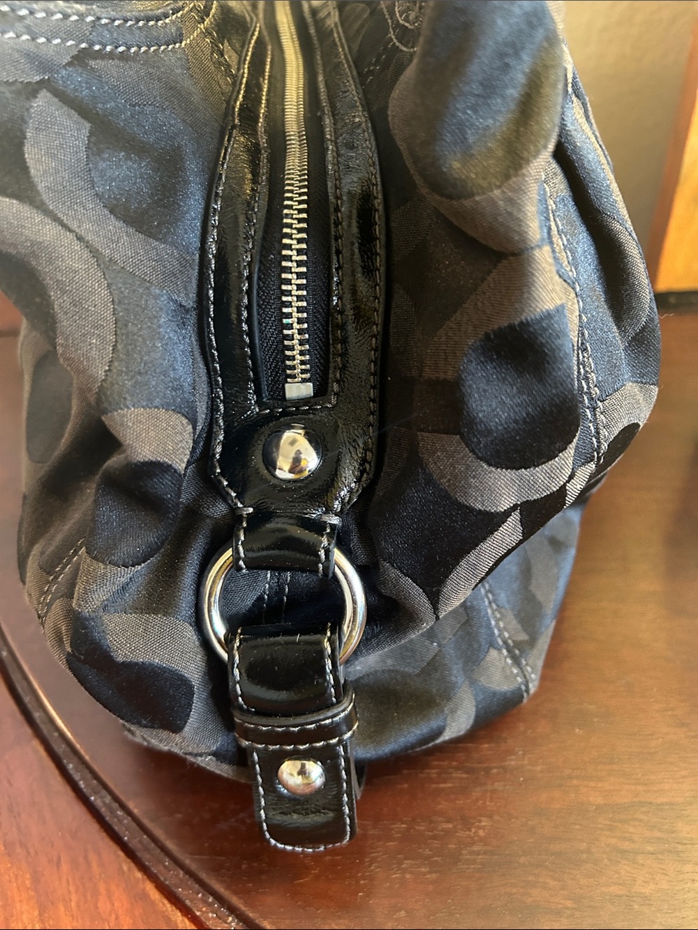 Coach Black Signature Circle Shoulder Tote - Picture 3 of 9